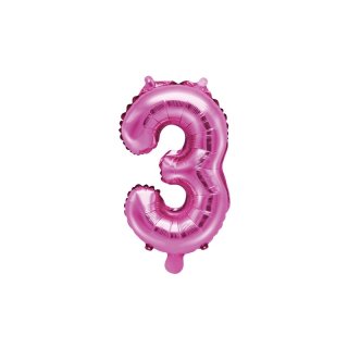 Fóliový balón 35 cm, růžový, číslo 3