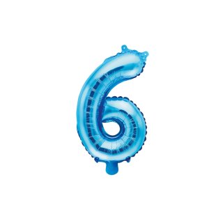 Fóliový balón 35 cm, modrý, číslo 6