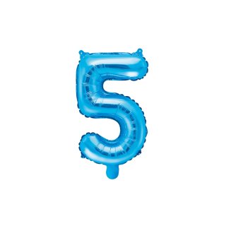 Fóliový balón 35 cm, modrý, číslo 5