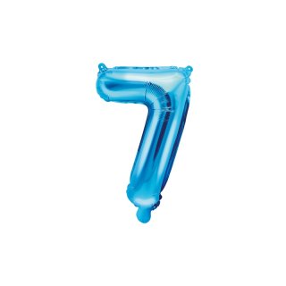 Fóliový balónek, velikost 35 cm, modrý, číslo 7 (zn. PartyDeco)