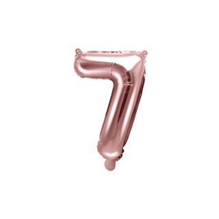 Fóliový balónek, velikost 35 cm, zlato růžový, číslo 7 (zn. PartyDeco)