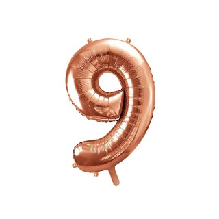 Fóliový balónek 86 cm, zlato růžový, číslo 9