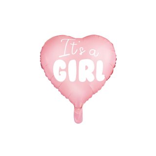 Fóliový balonek, srdce "It's a girl" (zn. PartyDeco)