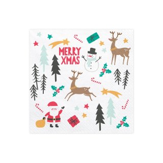 Ubrousky třívrstvé "Merry xmas", set 20ks (zn. PartyDeco)