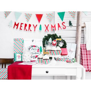 Dárková taška papírová "Merry little Christmas", bílá, set 3ks (zn. PartyDeco)