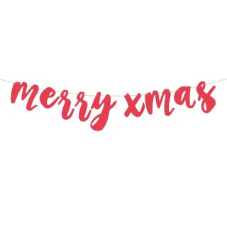Závěsný banner "Merry Xmas", červený (zn. PartyDeco)