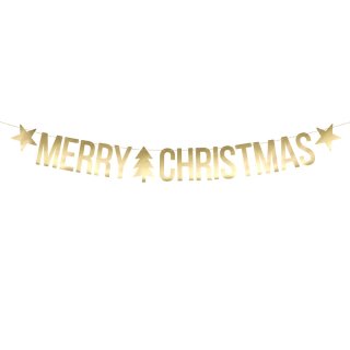 Banner "Merry Christmas" zlatý metalický