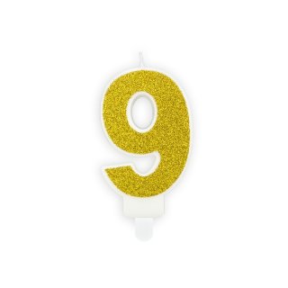 Narozeninová svíčka číslo 9, zlatá (zn. PartyDeco)