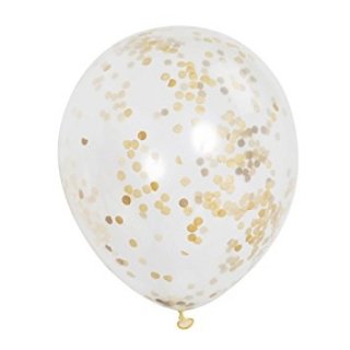 Průhledný balonek se zlatými konfetami, 30 cm