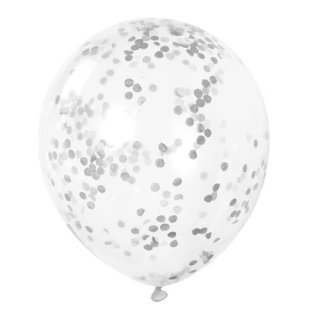Průhledný balonek se stříbrnými konfetami, 30 cm