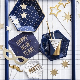 Kelímek, modro-zlatý, 260 ml, set 6ks (zn. PartyDeco)
