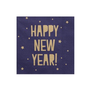 Ubrousky třívrstvé "Happy New Year", set 20ks (zn. PartyDeco)