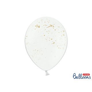 Balonek, bílý se zlatým potiskem, 30 cm