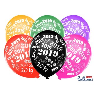Balonek metalický, mix barev "2019", 30 cm