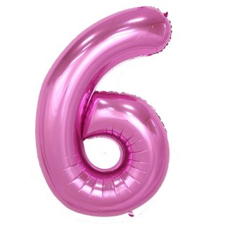 Fóliový balón 101 cm, růžový, číslo 6