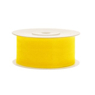 Stuha šifónová, žlutá, 3.8cm/25m (zn. PartyDeco)