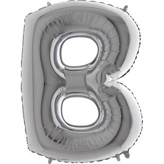 Fóliový balonek 101 cm, písmeno "B", stříbrný