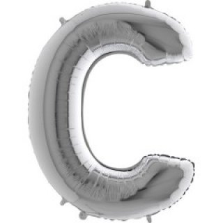Fóliový balonek 101 cm, písmeno "C", stříbrný