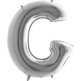 Fóliový balonek 101 cm, písmeno "G", stříbrný
