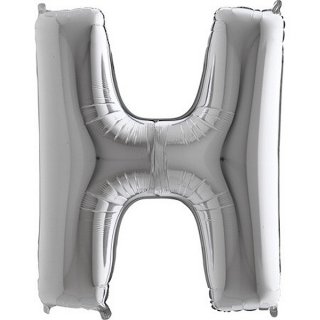 Fóliový balonek 101 cm, písmeno "H", stříbrný