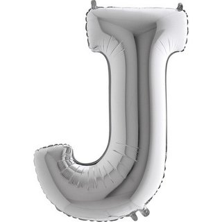 Fóliový balonek 101 cm, písmeno "J", stříbrný