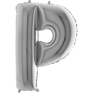 Fóliový balonek 101 cm, písmeno "P", stříbrný