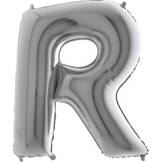 Fóliový balonek 101 cm, písmeno "R", stříbrný