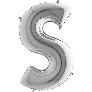 Fóliový balonek 101 cm, písmeno "S", stříbrný