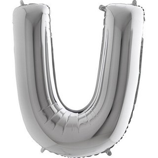 Fóliový balonek 101 cm, písmeno "U", stříbrný
