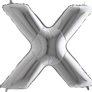 Fóliový balonek 101 cm, písmeno "X", stříbrný
