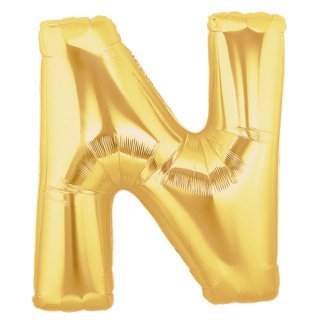 Fóliový balonek 101 cm, písmeno "N", zlatý