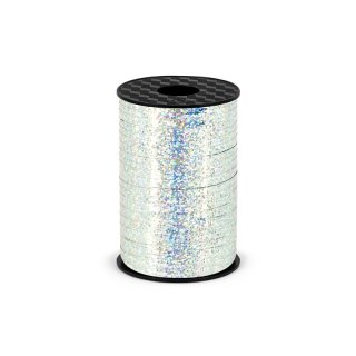 Stuha plastová, stříbrná, 0.5cm/225m (zn. PartyDeco)