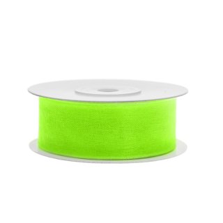 Stuha šifónová, neonová světle zelená, 2.5cm/25m (zn. PartyDeco)