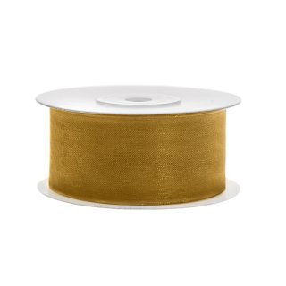 Stuha šifónová, zlatá, 3.8cm/25m (zn. PartyDeco)