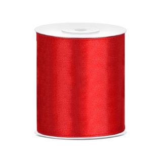Stuha saténová, červená, 10cm/25m (zn. PartyDeco)