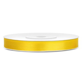 Stuha saténová, žlutá, 0.6cm/25m (zn. PartyDeco)