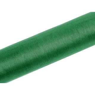 Organza, smaragdová zelená, 16cm/9m (zn. PartyDeco)
