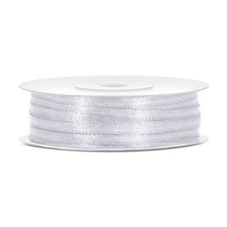 Stuha saténová, bílá, 0.3cm/25m (zn. PartyDeco)