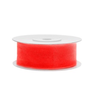 Stuha šifónová, červeno oranžová, 2.5cm/25m (zn. PartyDeco)
