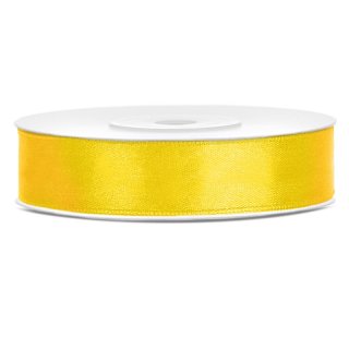 Stuha saténová, žlutá, 1.2cm/25m (zn. PartyDeco)