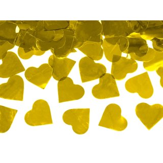 Vystřelovací konfety - srdíčka zlaté, 60cm
