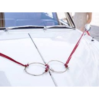 Ratanová dekorace na auto - tm. červená (zn. PartyDeco)
