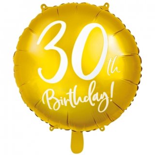Foliový balónek 30th Birthday - zlatý, 45cm