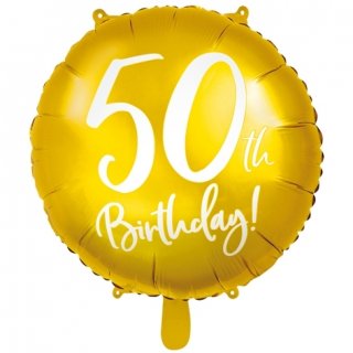 Foliový balónek 50th Birthday - zlatý, 45cm