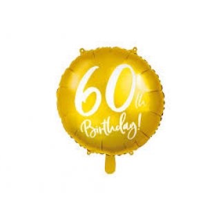 Foliový balónek 60th Birthday - zlatý, 45cm