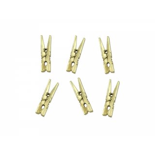 Dřevěné kolíčky, zlaté, 3.5 cm, set 10ks (zn. PartyDeco)