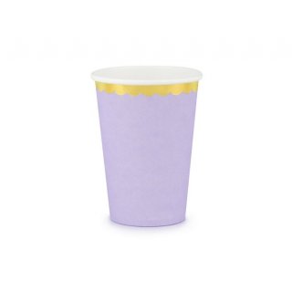 Papírové kelímky, fialové, 220ml, set 6ks (zn. PartyDeco)