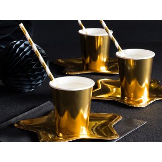 Papírové kelímky, 180 ml, zlaté, set 6ks (zn. PartyDeco)