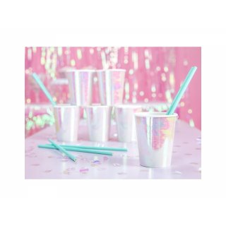 Papírové kelímky - metalické holografické, 220ml, set 6ks (zn. PartyDeco)