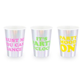 Kelímky mix - holografické, 360ml, set 6ks (zn. PartyDeco)